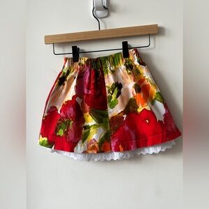 Paper Doll Colorful Floral Girls Skirt with ruffle